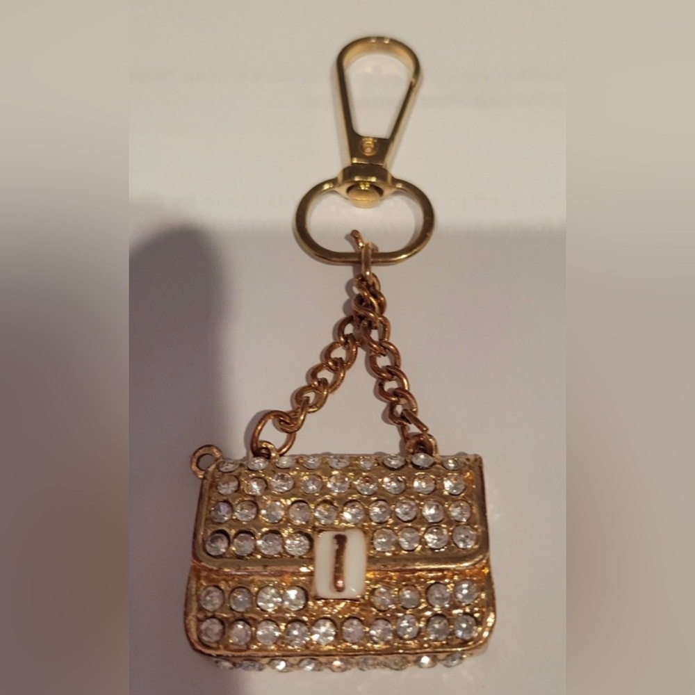 NEW Gold and Crystal Purse Bag Charm / Keychain